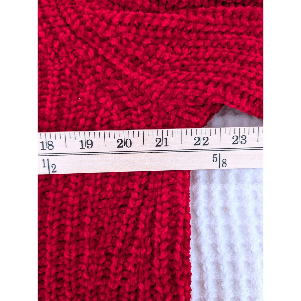 Talbots Red Chenille Ribbed Knit Crewneck Sweater Womens Large L Long Sleeve - Picture 4 of 5